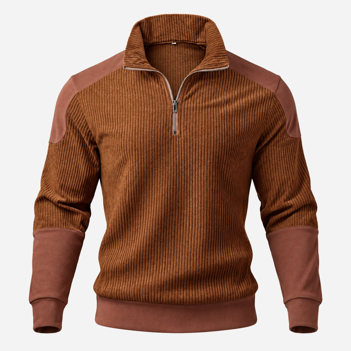 Men’s Panelled Ribbed Half-Zip Collar Jumper-Fowsa