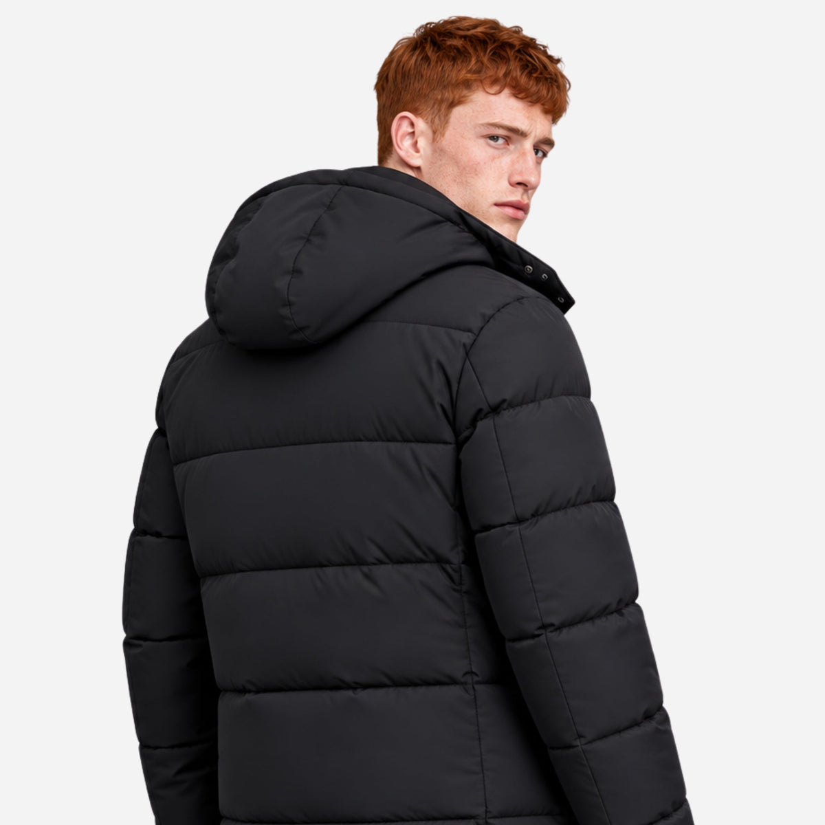 Men’s Plush-Lined Hooded Puffer Coat-Fowsa