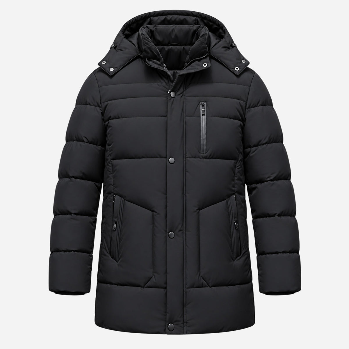 Men’s Plush-Lined Hooded Puffer Coat-Fowsa