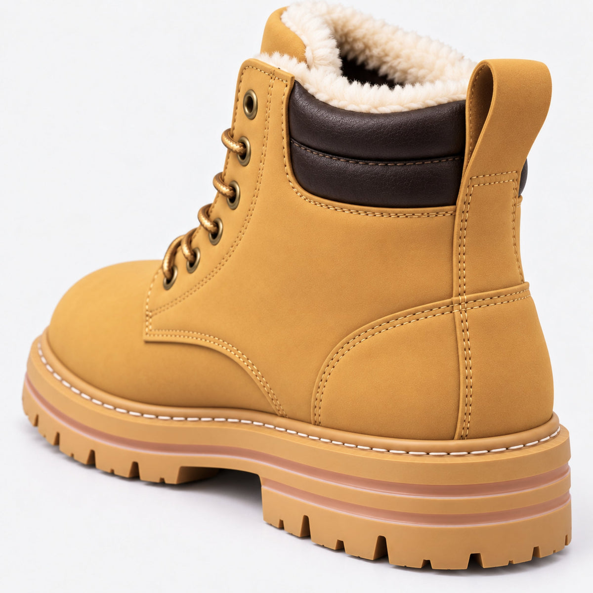 Men’s Plush Lined Lace Up Winter Boots-Fowsa