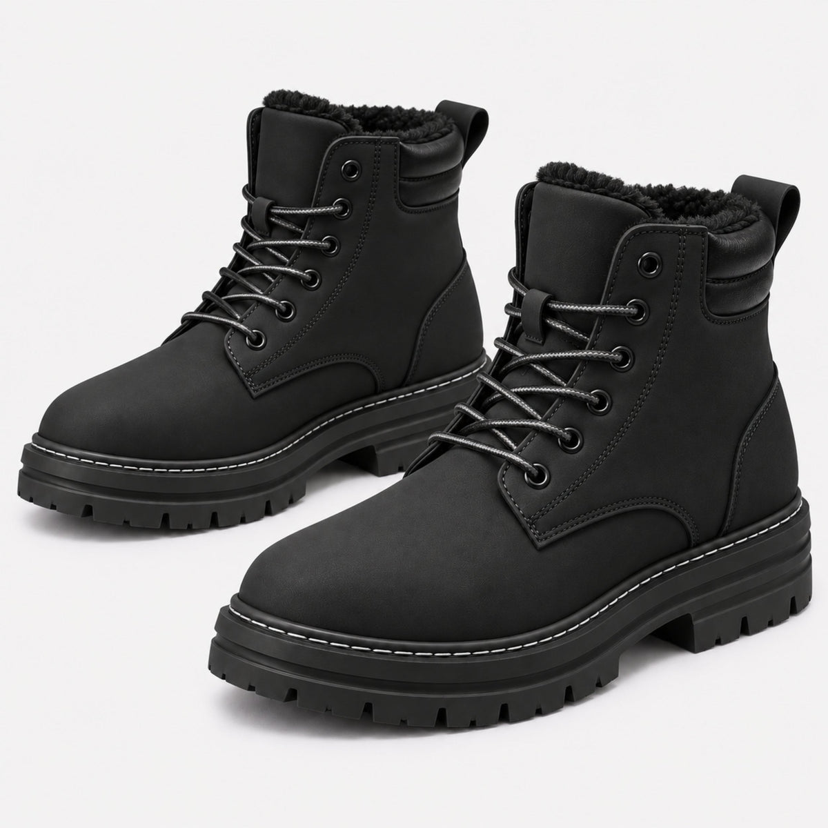 Men’s Plush Lined Lace Up Winter Boots-Fowsa