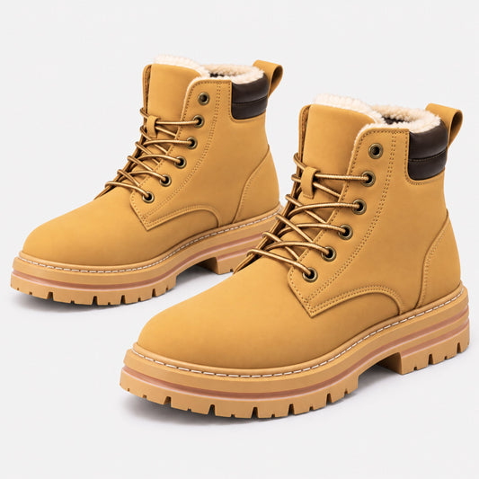 Men’s Plush Lined Lace Up Winter Boots-Fowsa
