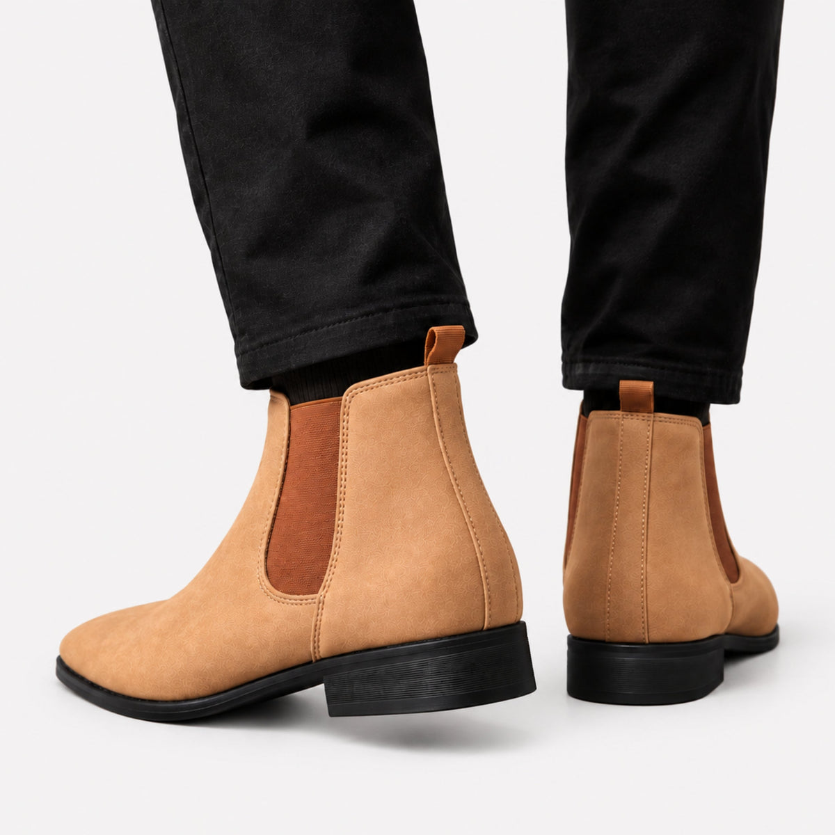 Men’s Pointed Toe Chelsea Ankle Boots-Fowsa