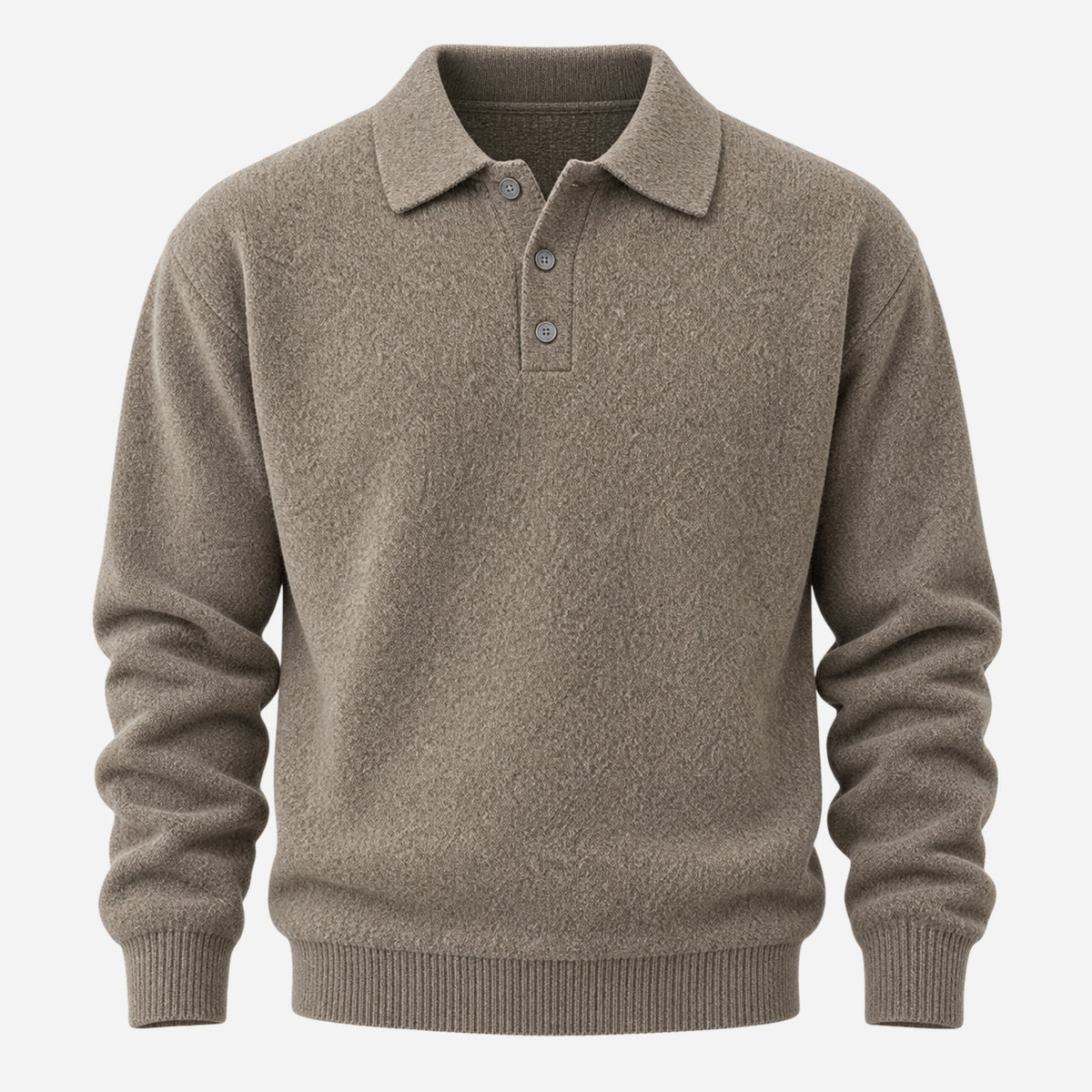 Men's Polo-Collar Knitted Jumper-Fowsa