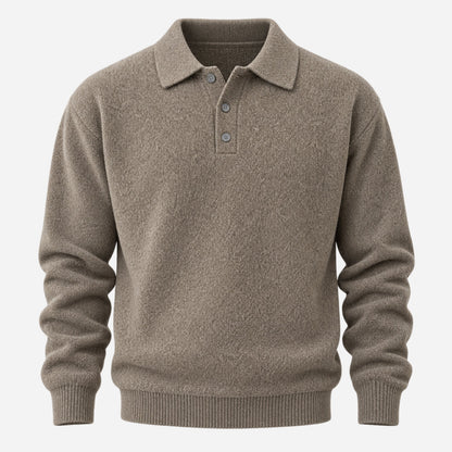 Men's Polo-Collar Knitted Jumper-Fowsa