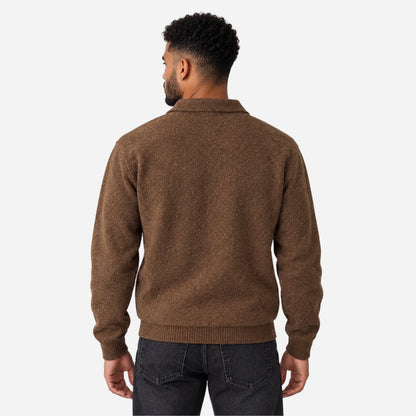 Men's Polo-Collar Knitted Jumper-Fowsa