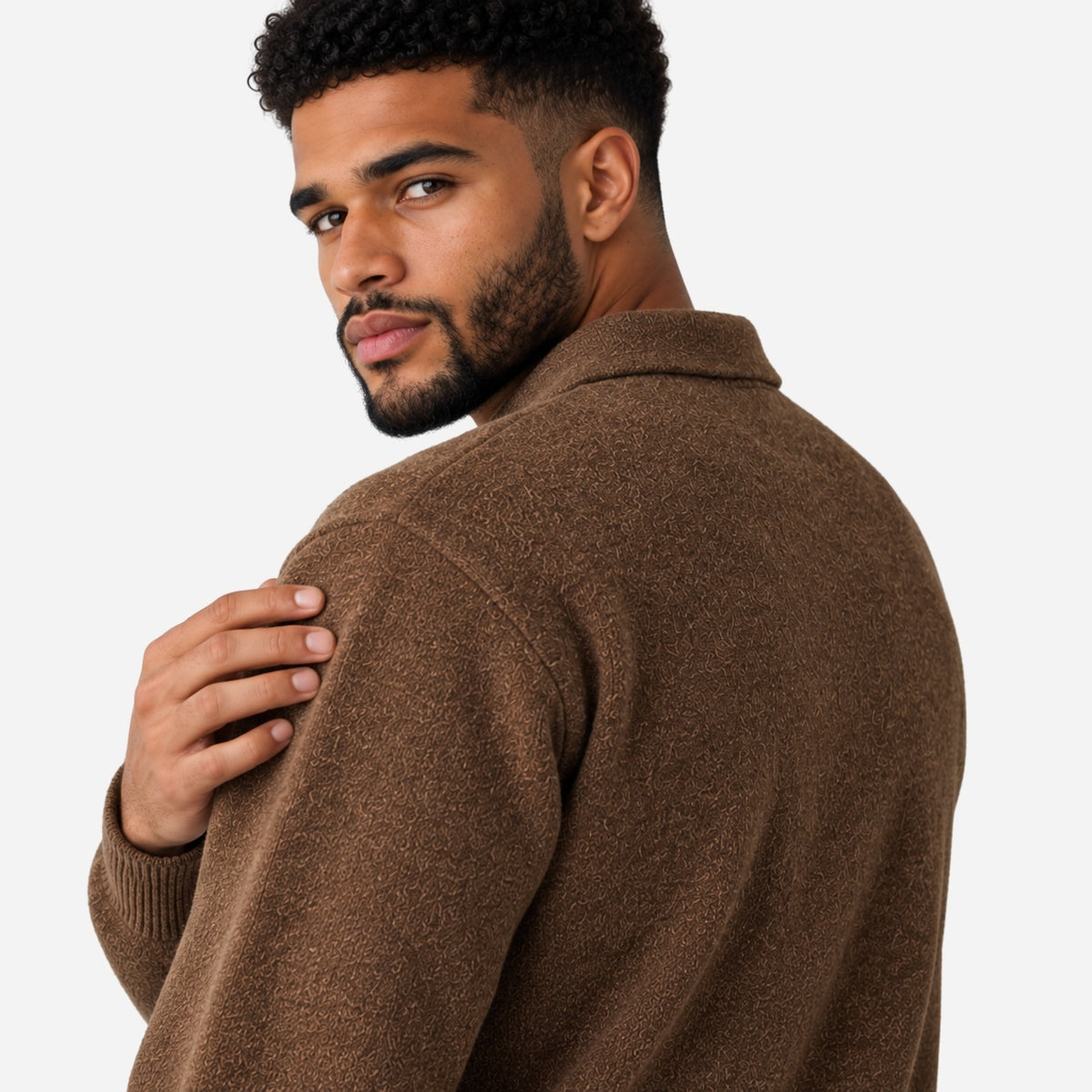 Men's Polo-Collar Knitted Jumper-Fowsa