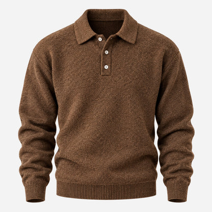 Men's Polo-Collar Knitted Jumper-Fowsa