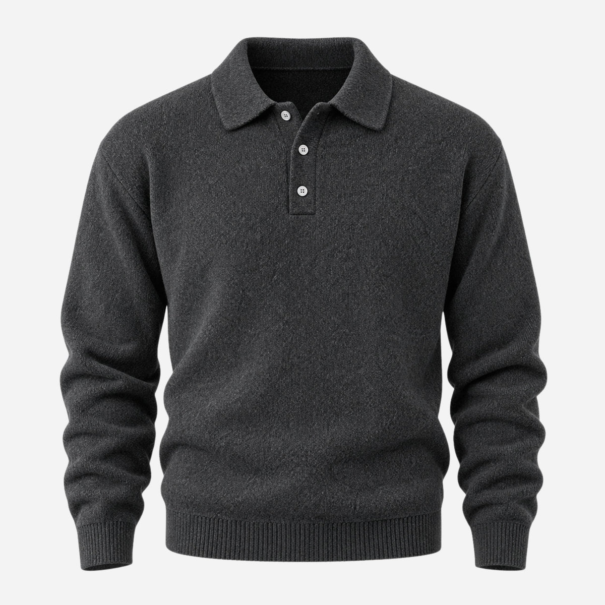 Men's Polo-Collar Knitted Jumper-Fowsa