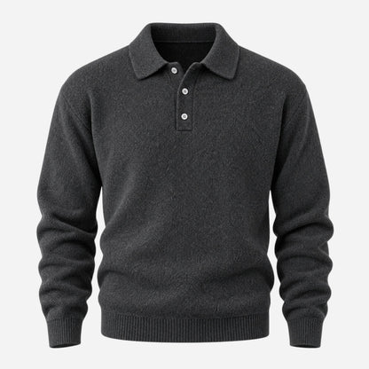 Men's Polo-Collar Knitted Jumper-Fowsa