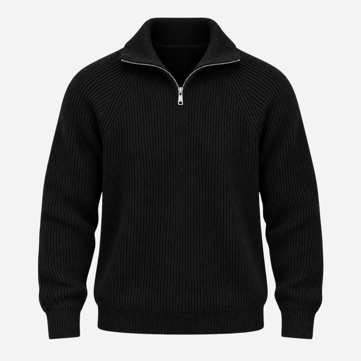 Men's Quarter-Zip Ribbed Knit Jumper-Fowsa