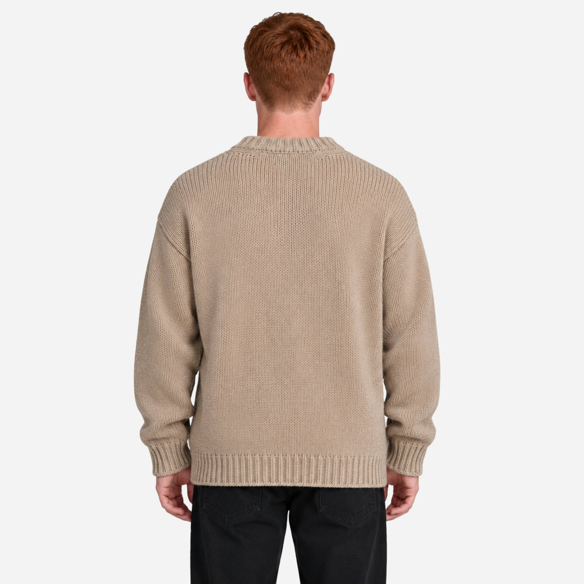Men's Ribbed Crew-Neck Knit Jumper-Fowsa
