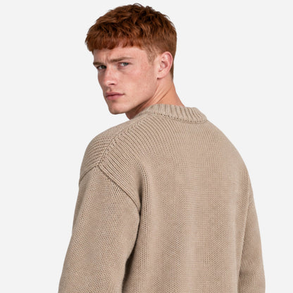 Men's Ribbed Crew-Neck Knit Jumper-Fowsa