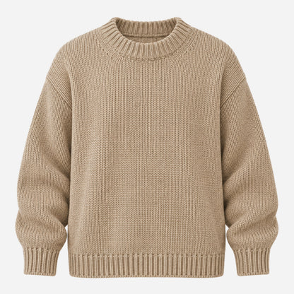 Men's Ribbed Crew-Neck Knit Jumper-Fowsa