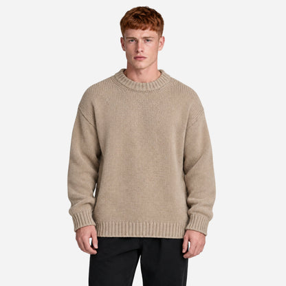 Men's Ribbed Crew-Neck Knit Jumper-Fowsa