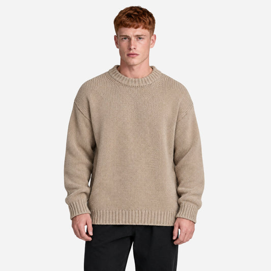 Men's Ribbed Crew-Neck Knit Jumper-Fowsa