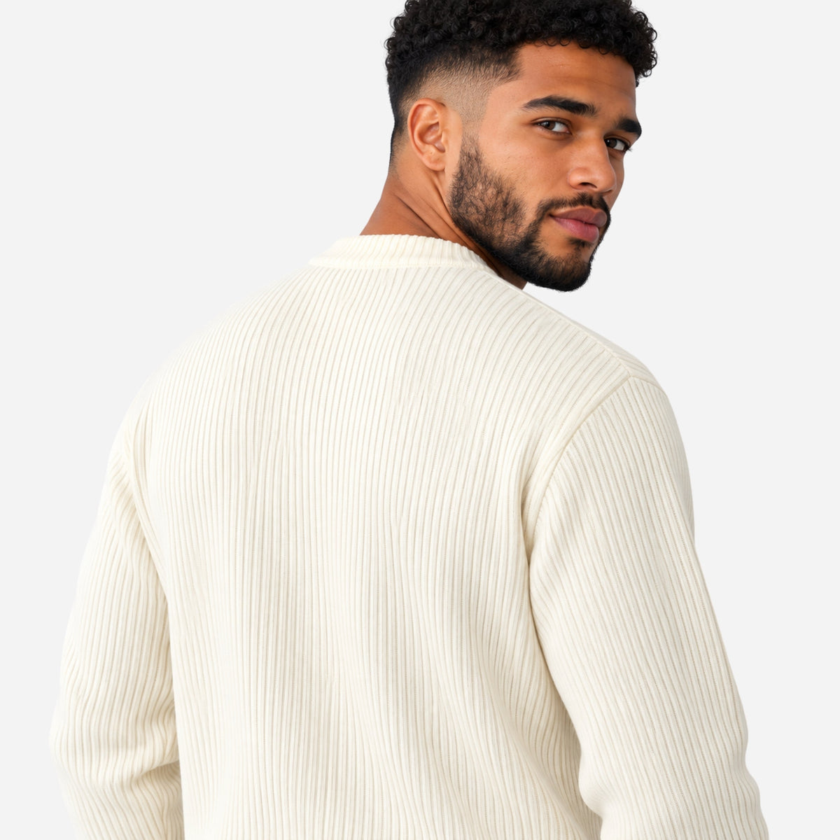 Men’s Ribbed Crew Neck Knitted Jumper-Fowsa