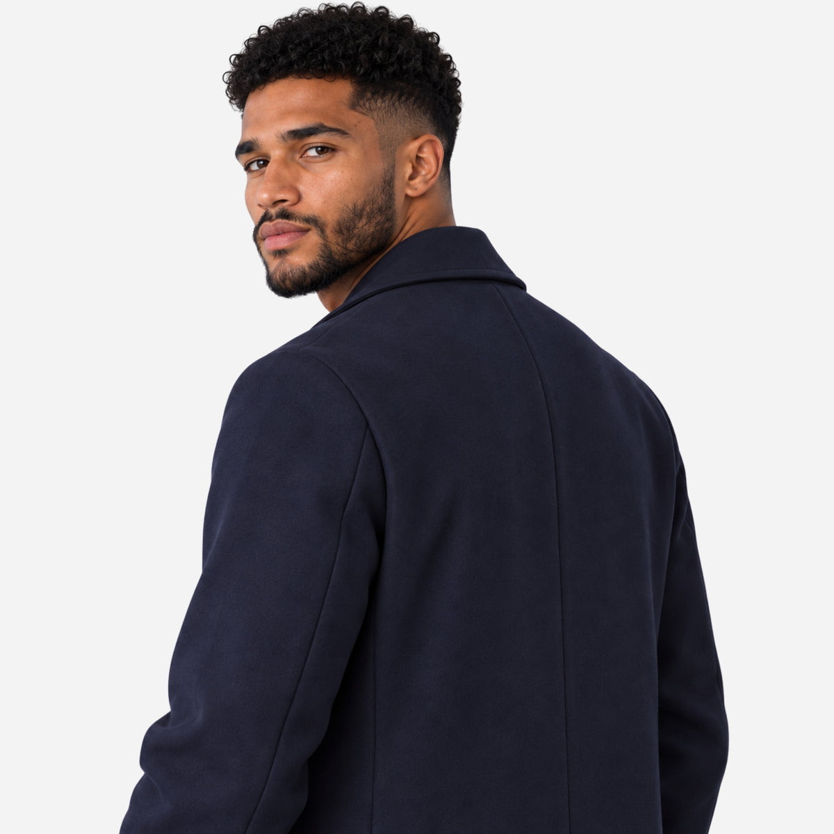 Men's Single-Breasted Wide-Lapel Long Coat-Fowsa