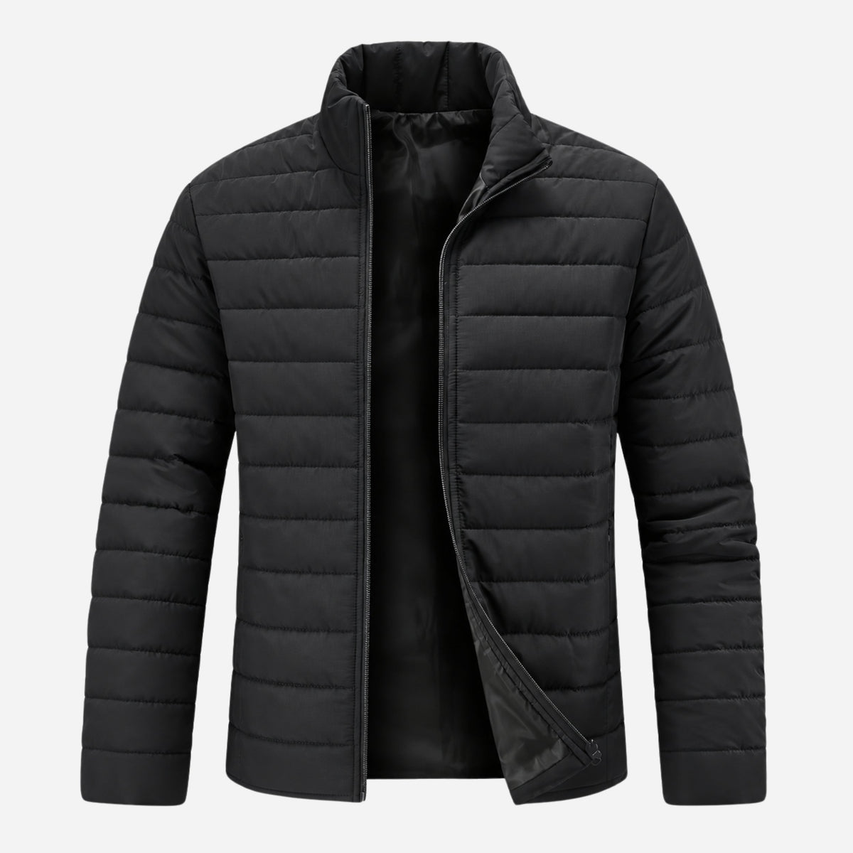 Men’s Stand Collar Quilted Puffer Jacket-Fowsa