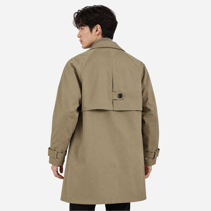 Men's Storm-Flap Single-Breasted Trench Coat-Fowsa