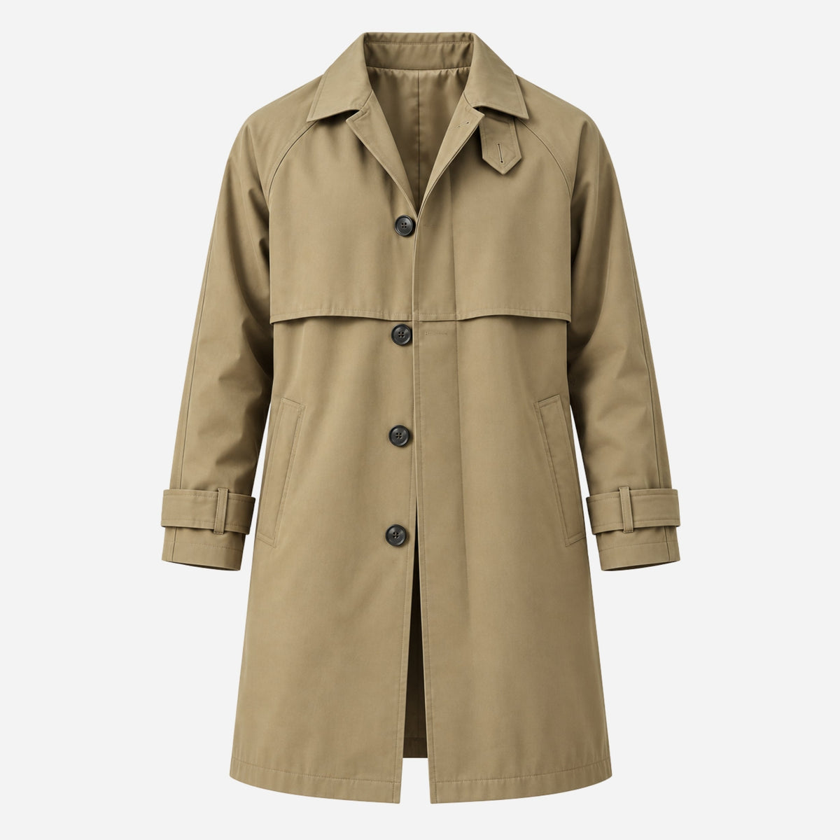 Men's Storm-Flap Single-Breasted Trench Coat-Fowsa