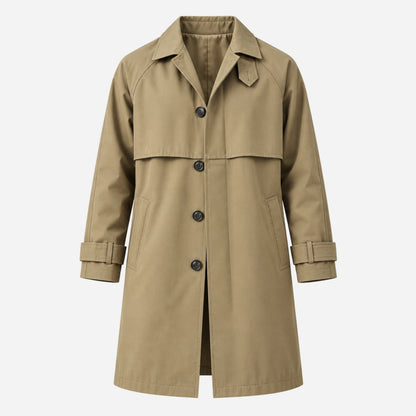 Men's Storm-Flap Single-Breasted Trench Coat-Fowsa