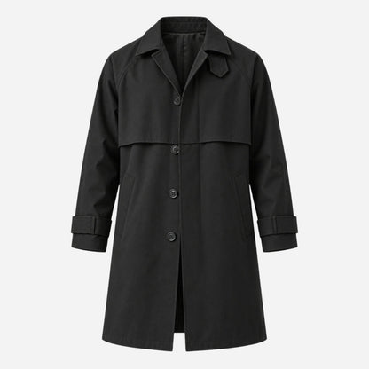Men's Storm-Flap Single-Breasted Trench Coat-Fowsa