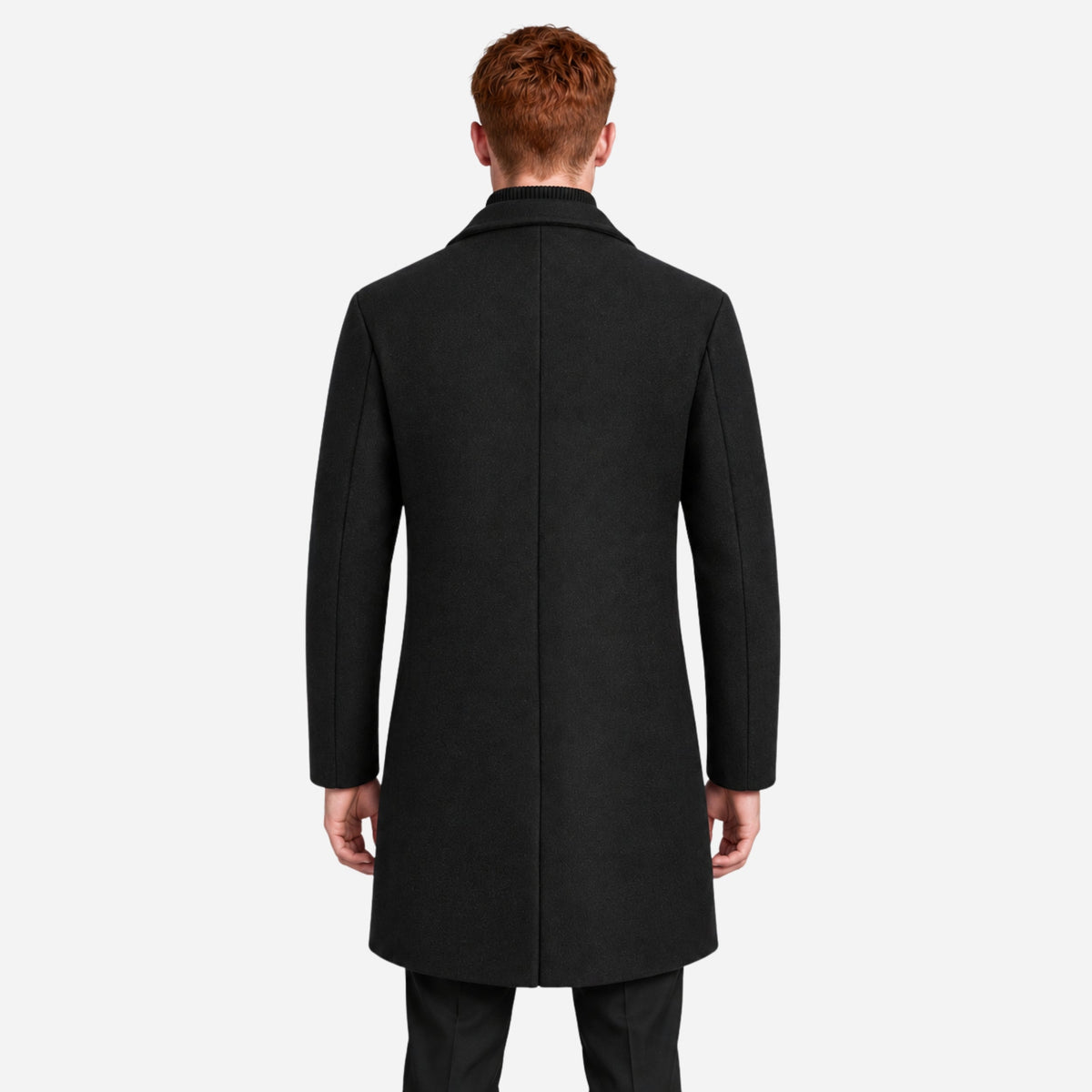 Men's Tailored Notched-Lapel Mid-Length Coat-Fowsa