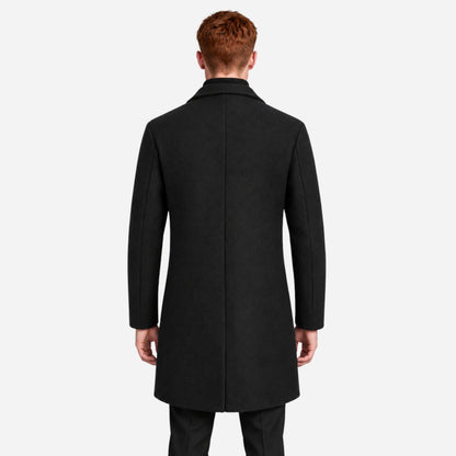 Men's Tailored Notched-Lapel Mid-Length Coat-Fowsa