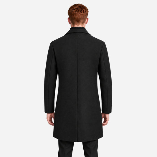 Men's Tailored Notched-Lapel Mid-Length Coat-Fowsa
