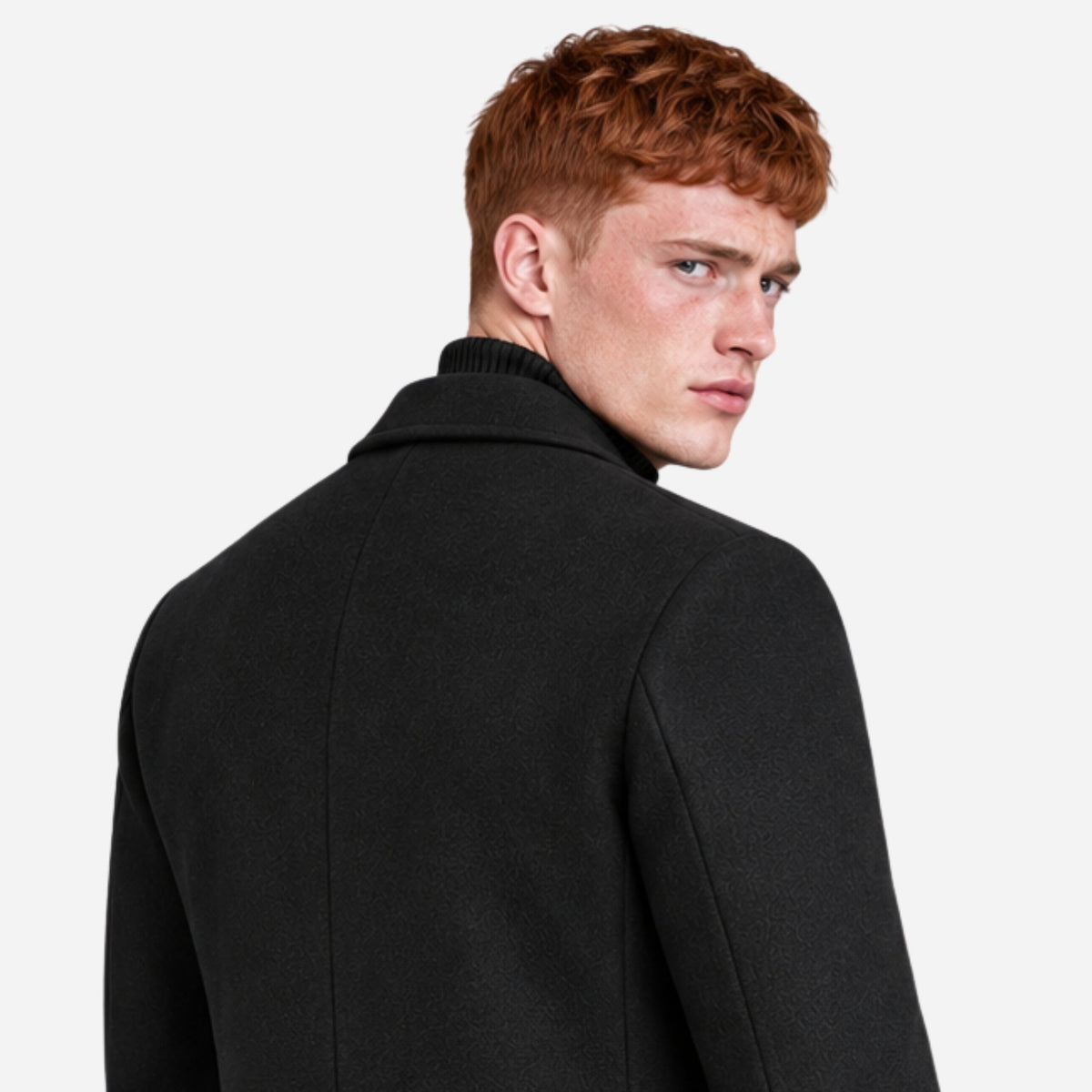 Men's Tailored Notched-Lapel Mid-Length Coat-Fowsa