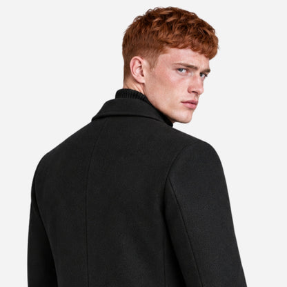 Men's Tailored Notched-Lapel Mid-Length Coat-Fowsa