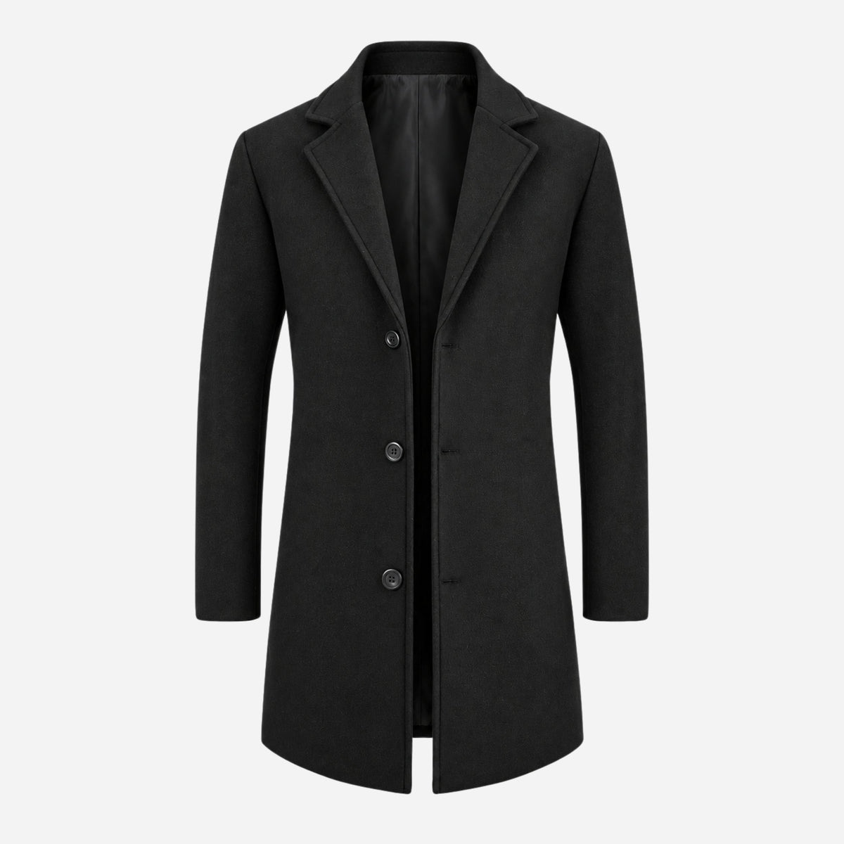 Men's Tailored Notched-Lapel Mid-Length Coat-Fowsa