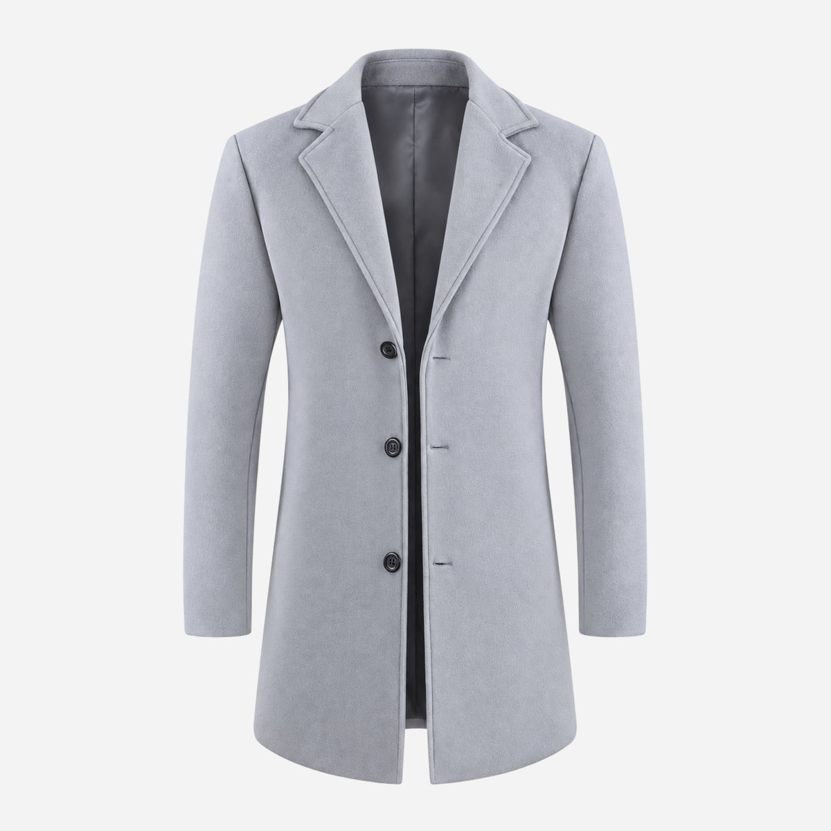 Men's Tailored Notched-Lapel Mid-Length Coat-Fowsa