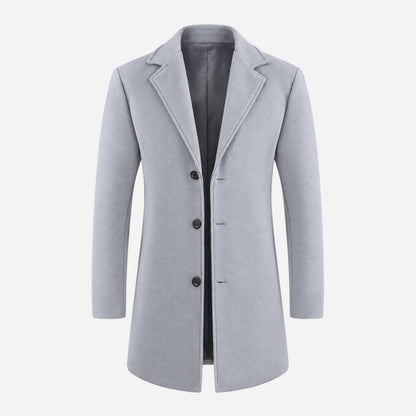 Men's Tailored Notched-Lapel Mid-Length Coat-Fowsa