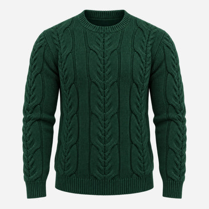 Men's Textured Crew-Neck Knitted Jumper-Fowsa