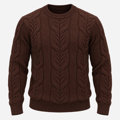 Men's Textured Crew-Neck Knitted Jumper-Fowsa