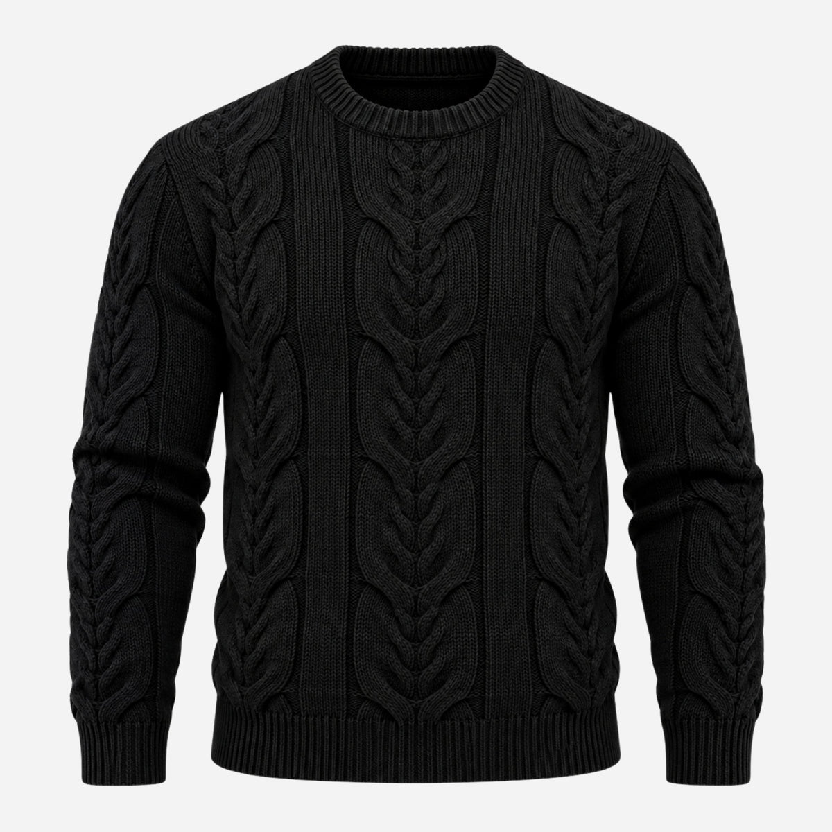Men's Textured Crew-Neck Knitted Jumper-Fowsa