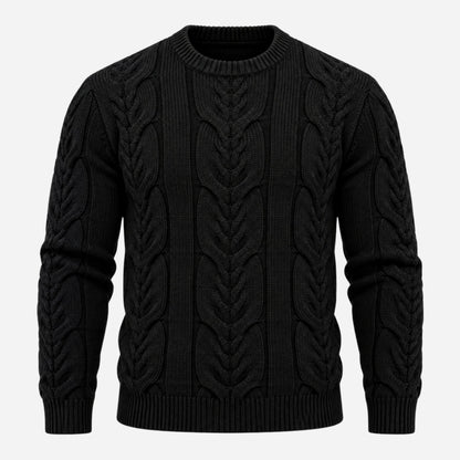 Men's Textured Crew-Neck Knitted Jumper-Fowsa