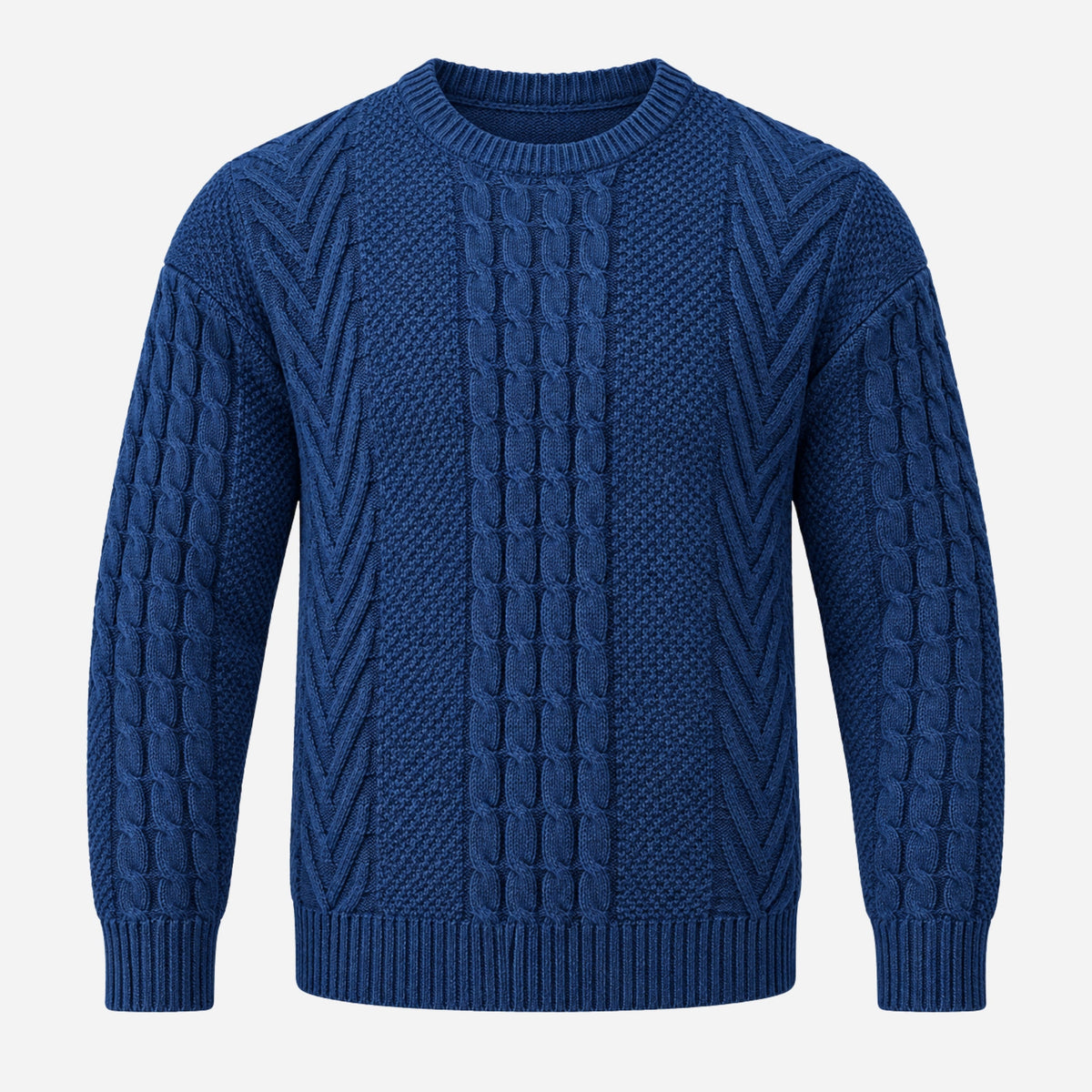 Men’s Textured Crew Neck Knitted Jumper-Fowsa