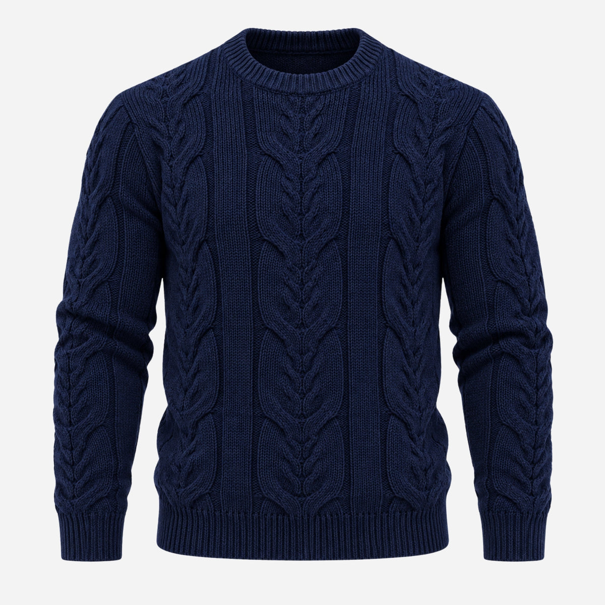 Men's Textured Crew-Neck Knitted Jumper-Fowsa