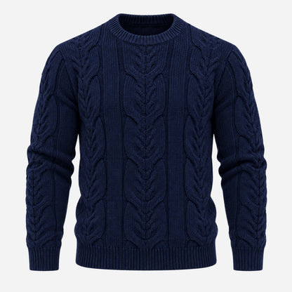 Men's Textured Crew-Neck Knitted Jumper-Fowsa