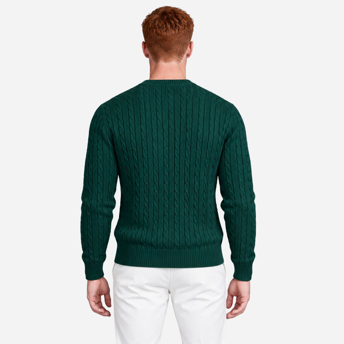 Men’s Vertical Cable Knit Crew Jumper-Fowsa