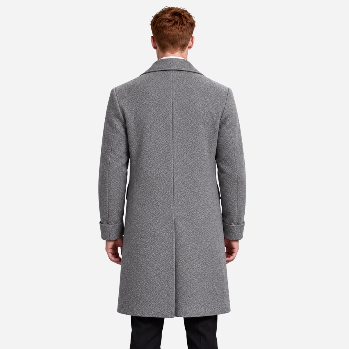 Men’s Wide-Lapel Double-Breasted Mid-Length Coat-Fowsa