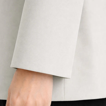 Pearl-Button Tailored Blazer in Beige
