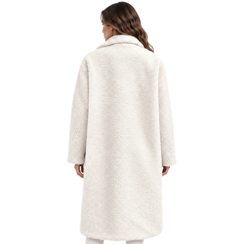 Wide Collar Teddy Long Coat-Fowsa