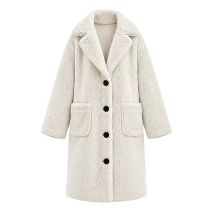 Wide Collar Teddy Long Coat-Fowsa