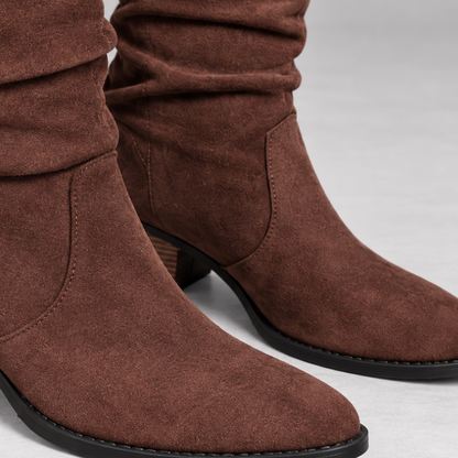 Women's Brown Slouchy Cowboy Boots-Fowsa
