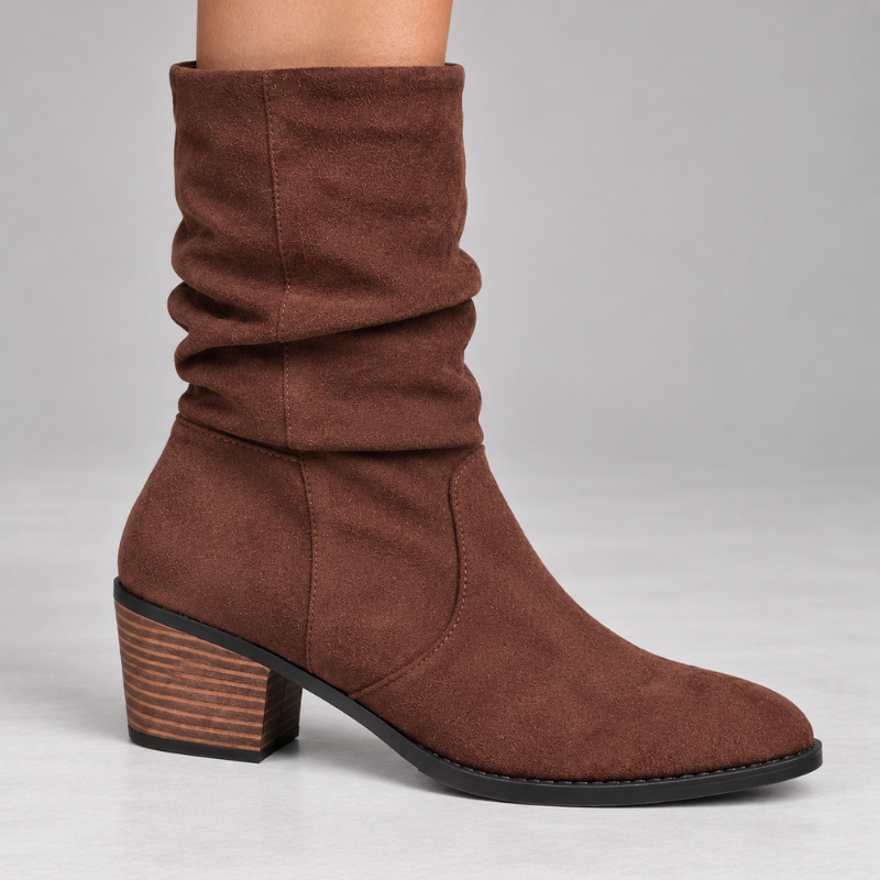 Women's Brown Slouchy Cowboy Boots-Fowsa