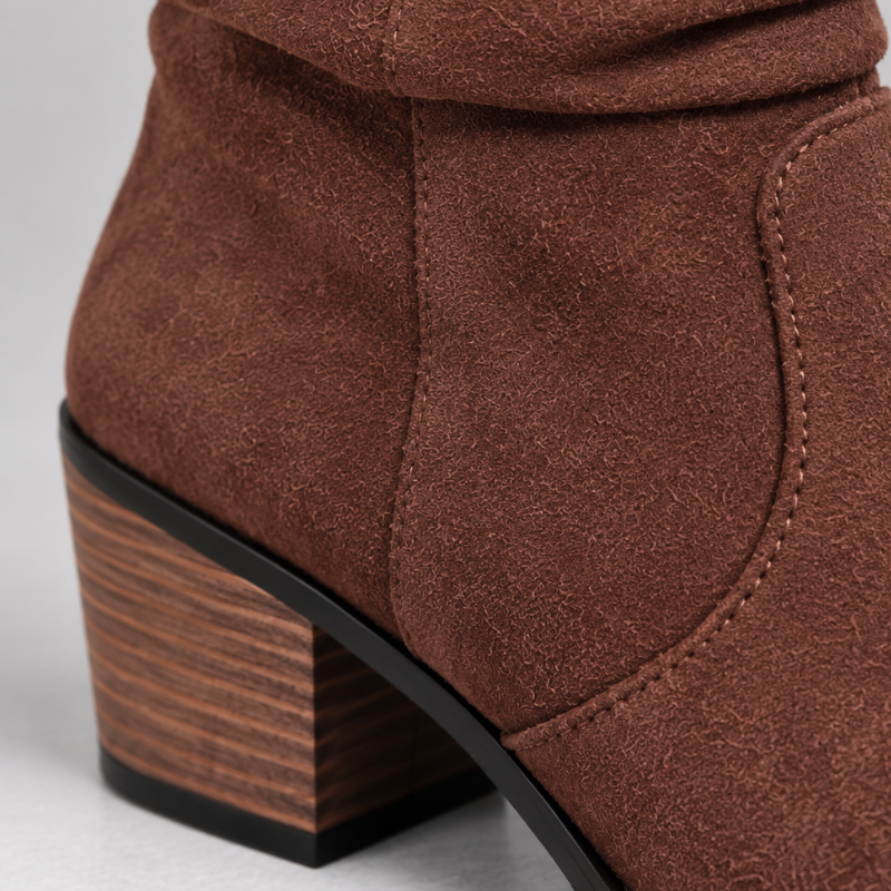 Women's Brown Slouchy Cowboy Boots-Fowsa